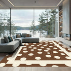 Brown Cream Polka Dot Frame Rug