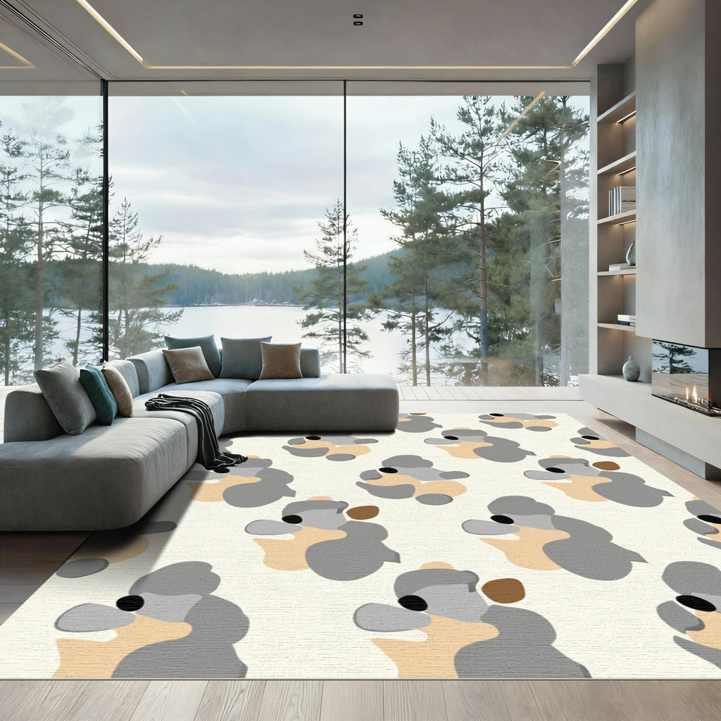 Gray Tan Abstract Animal All Over Rug