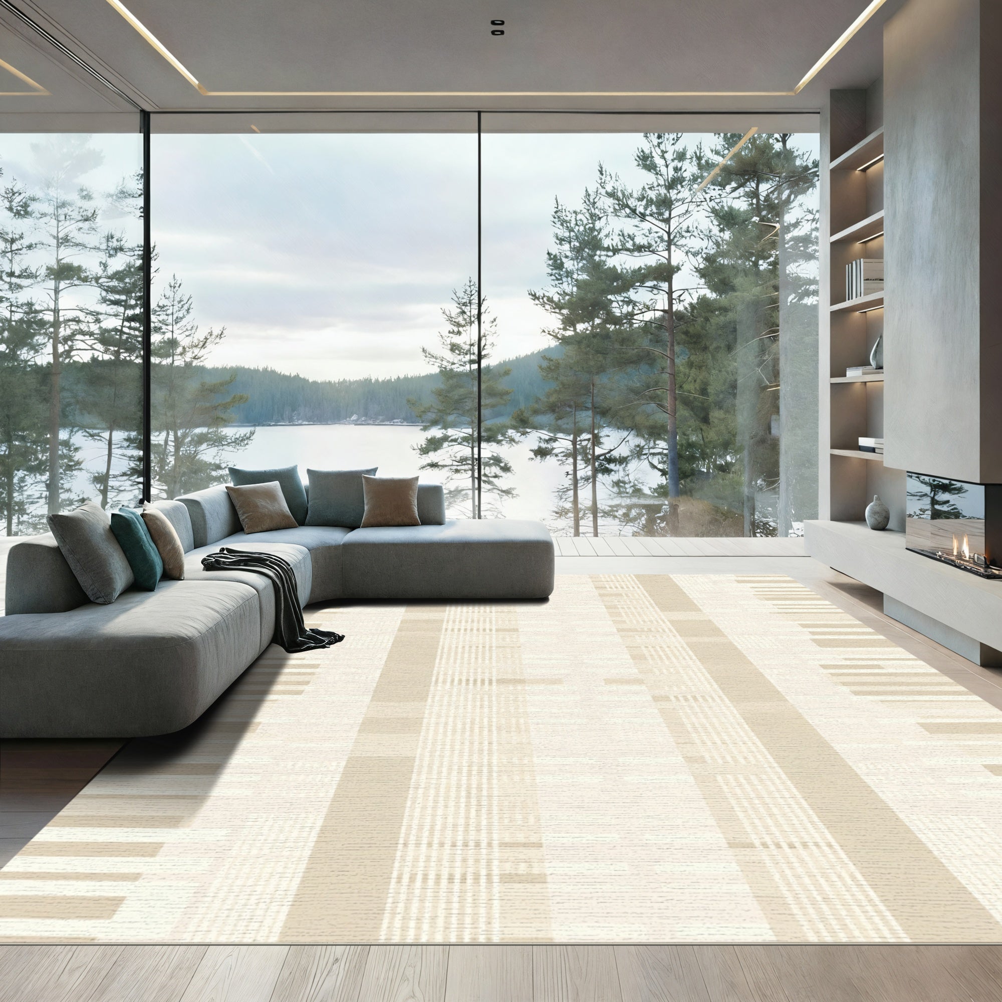 Neutral Vertical Stripe Composition Rug