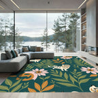 Whimsical Tiger Floral Forest Rug