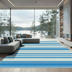 Bold Blue And Cream Stripe Rug