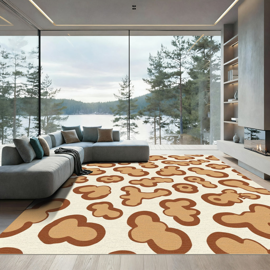 Brown And Tan Abstract Blob Rug