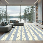Pale Yellow Figures Vertical Stripe Rug