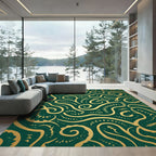 Emerald Gold Swirling Abstraction Rug