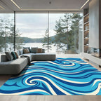 Ocean Blue Swirl Wave Rug