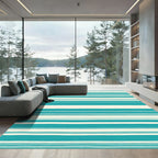 Ocean Teal Cream Stripe Rug