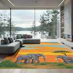 African Sunset Elephant Family Vista Rug