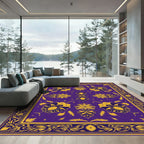 Regal Violet Gold Floral Scroll Rug
