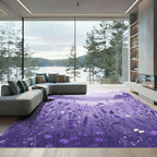 Lavender Meadow Vista Floral Landscape Rug