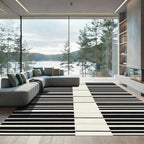 Monochromatic Black White Stripe Rug