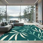 Teal Botanical Leaf Spray Rug