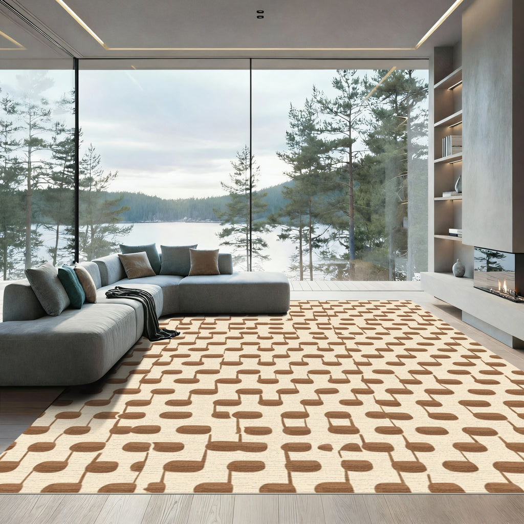 Brown Note Musical Pattern Rug