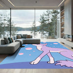 Lavender Fox Bubbles Blue Sky Rug