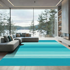 Aqua Teal Striped Gradient Rug