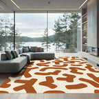 Retro Terracotta Abstract Blob Rug