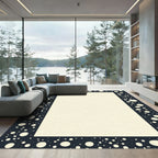 Navy Ivory Spotted Border Rug