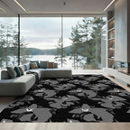 Sleek Gray Floral Burst Rug