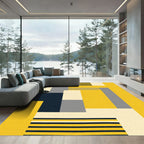 Bold Yellow Geometric Mondrian Blocks Rug