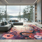 Serene Floral Serpent Sunset Scene Rug