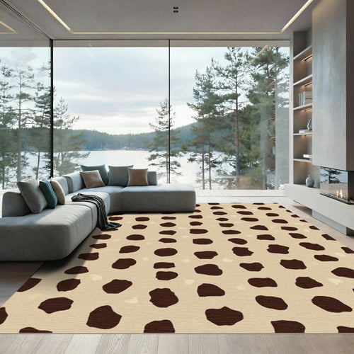Animal Print Spots Beige Brown Rug