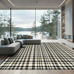Classic Black Cream Plaid Checkered Rug