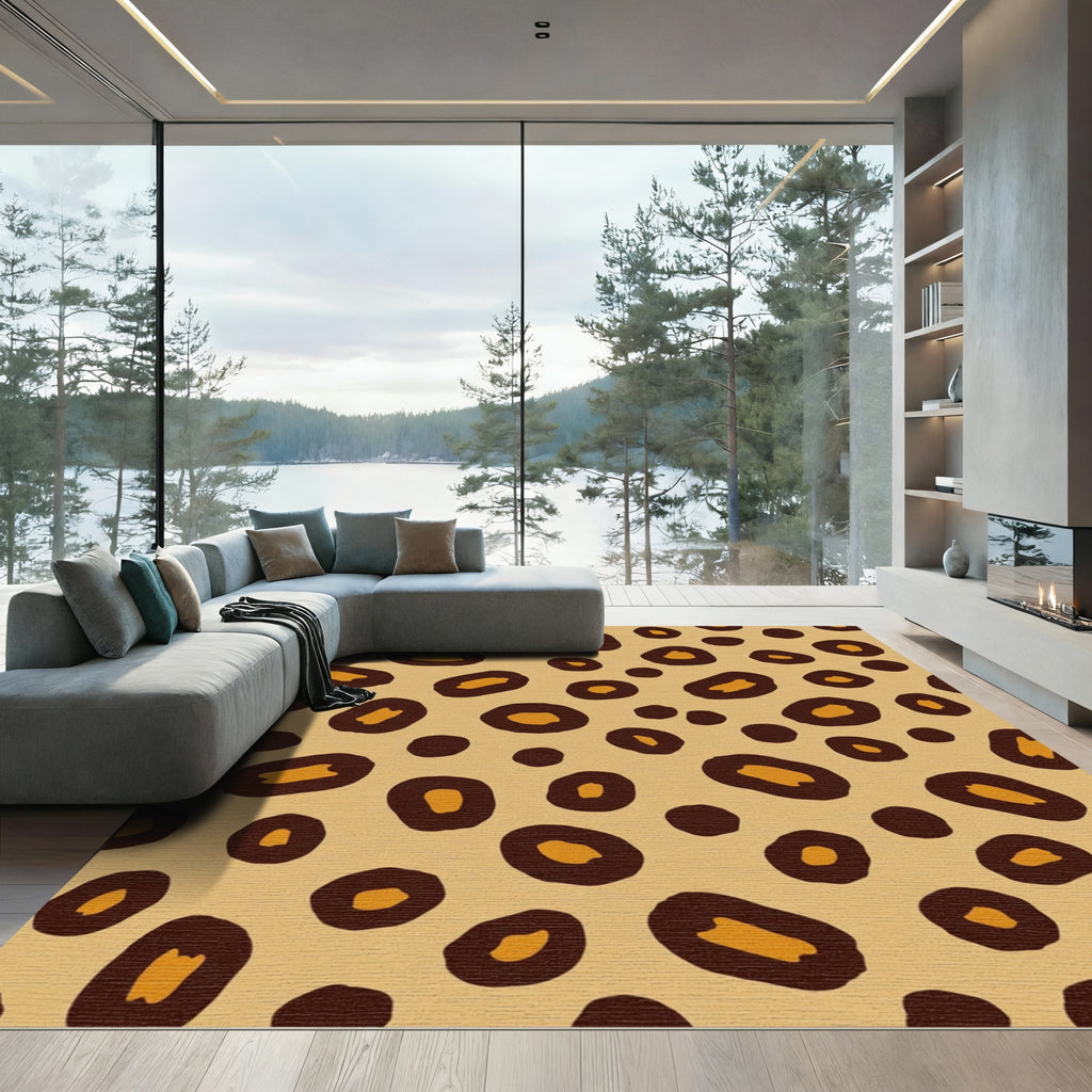 Modern Tan Leopard Spot Rug
