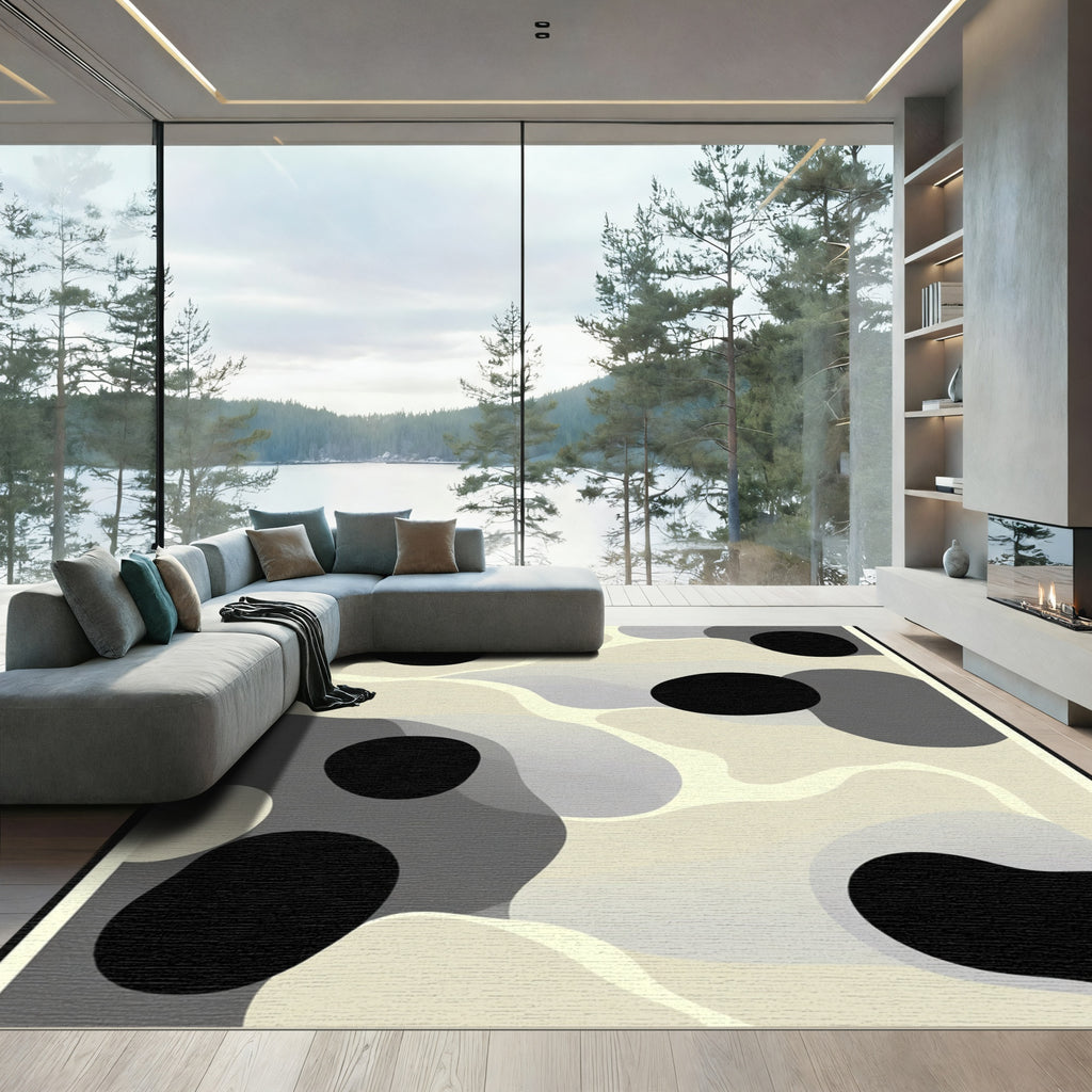 Abstract Black Organic Shape Rug