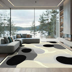 Abstract Black Organic Shape Rug