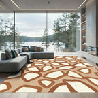 Brown Cream Irregular Organic Shapes Rug