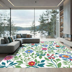 Vibrant Floral Garden Whimsical Botanical Rug