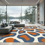 Sunset Orange Blue Giraffe Spots Rug