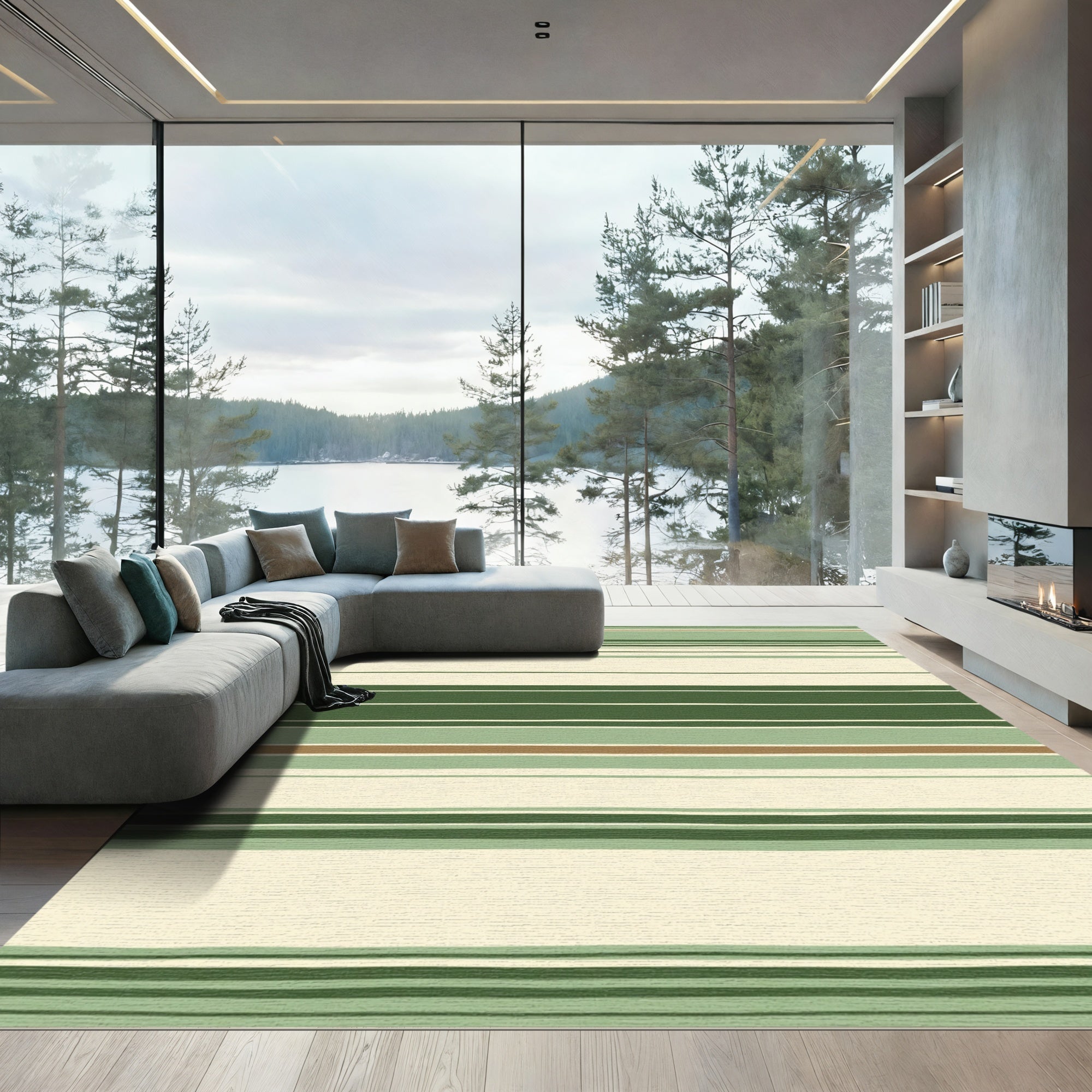 Earthy Tones Wide Horizontal Stripe Rug
