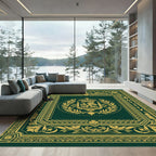 Regal Emerald Emblem Laurel Wreath Rug