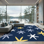 Navy Blue Starburst Scatter Rug