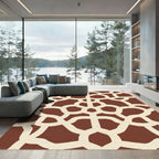 Rich Brown Interlocking Lattice Rug