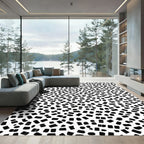 Scattered Black Rectangle White Background Rug