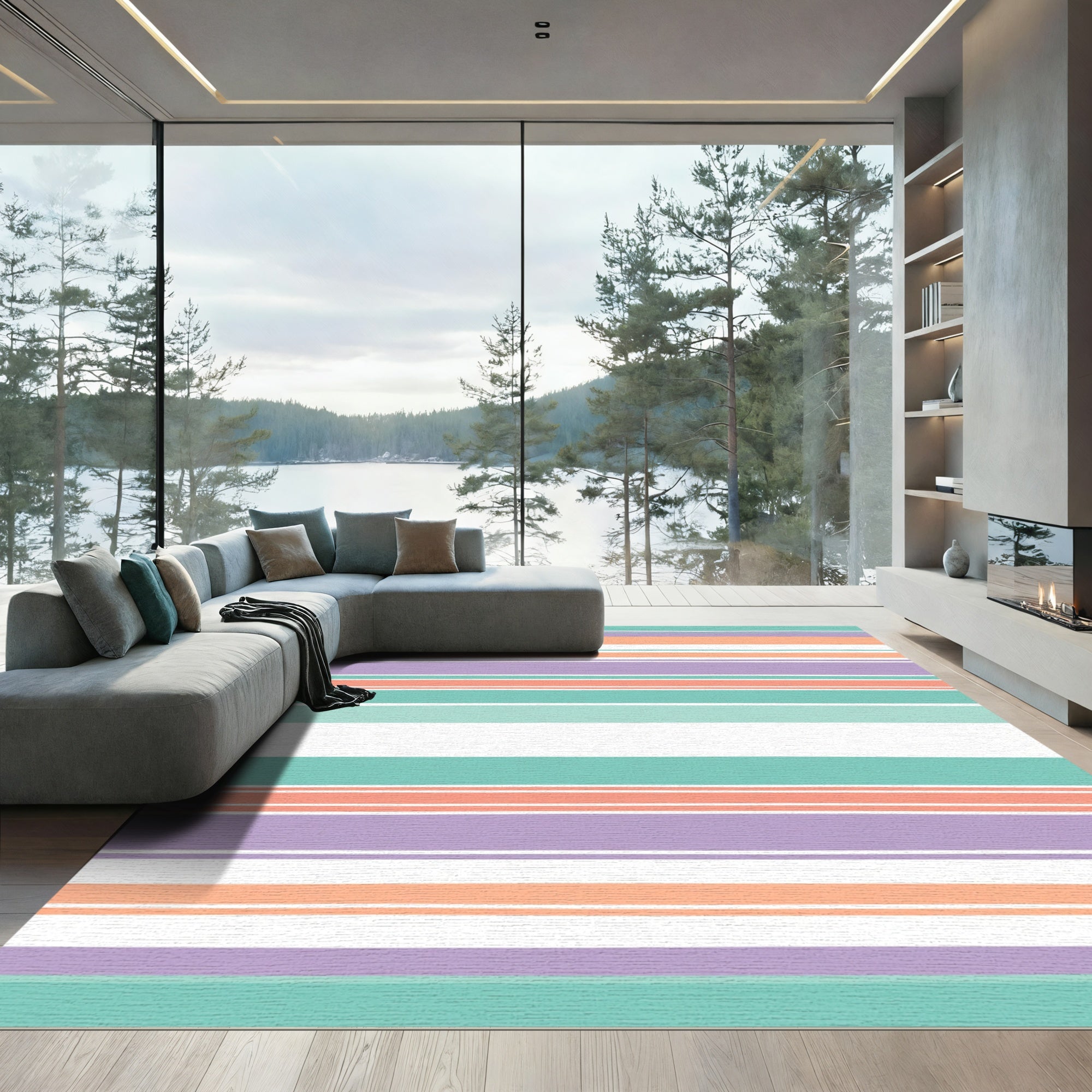 Pastel Stripe Composition Rug