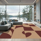 Terracotta Beige Abstract Arch Rug