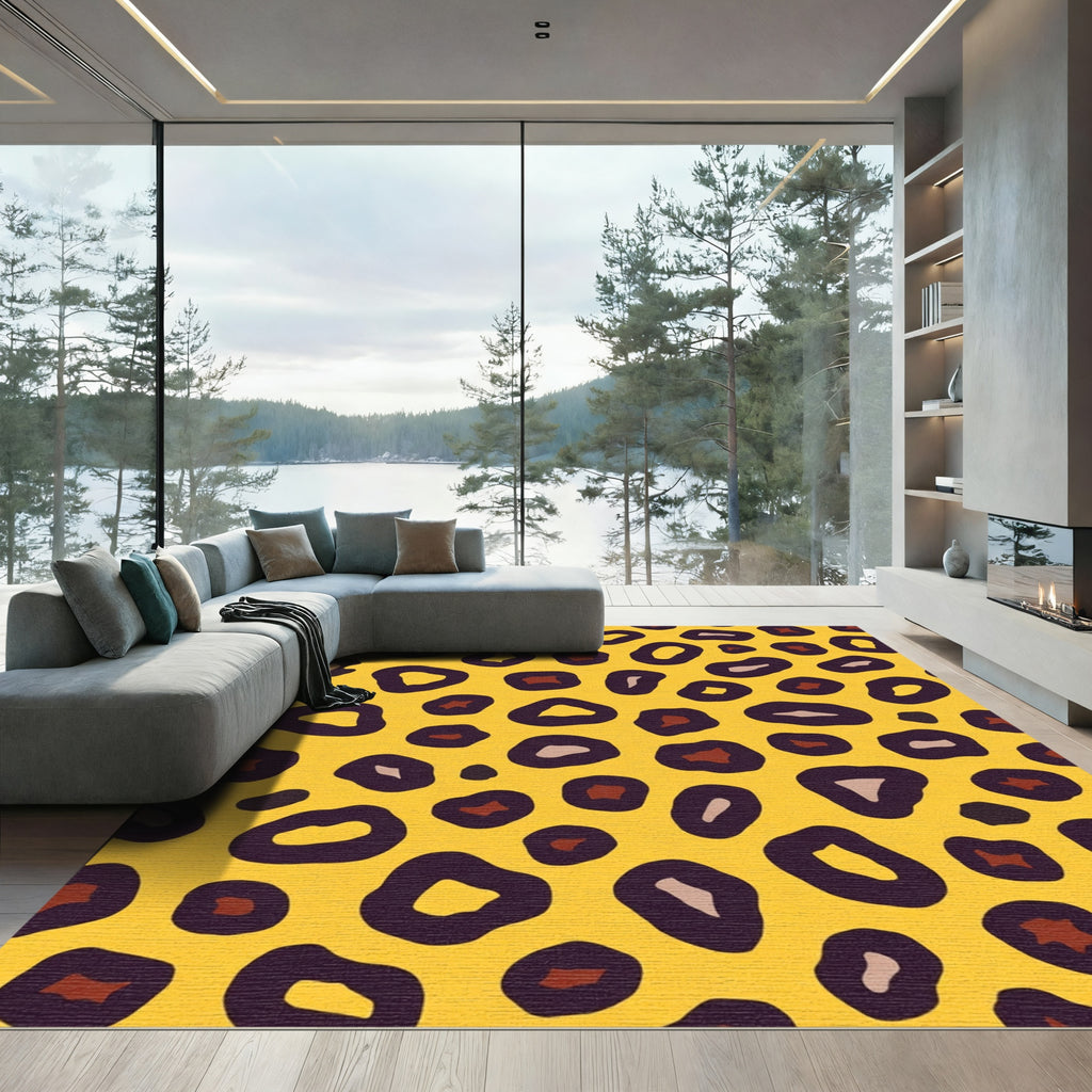 Bold Yellow Leopard Spots Rug