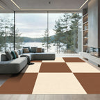 Brown Cream Checkerboard Squares Rug