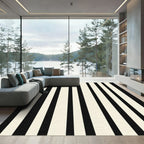 Bold Black Ivory Stripe Composition Rug