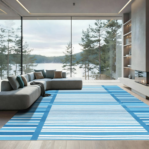 Blue Beach Towel Striped Rug