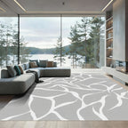 Gray White Organic Flow Rug