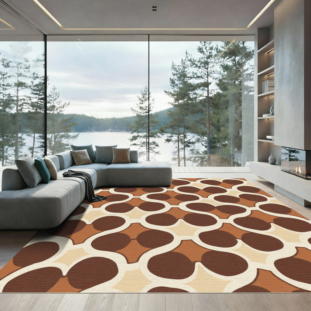 Retro Earthy Tone Linked Circles Rug