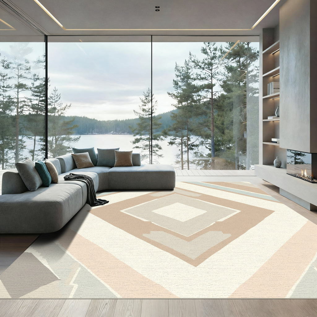 Earthy Tones Geometric Diamond Rug