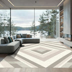 Neutral Tones Chevron Diamond Geometric Rug