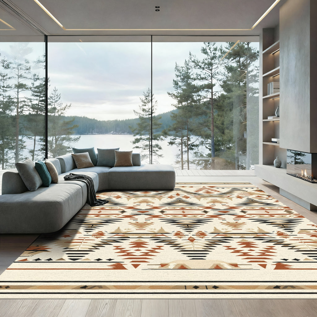 Rustic Earthy Diamond Stripe Rug