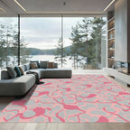 Pink Tendril Swirl Abstract Rug