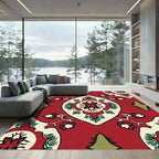 Crimson Red Floral Medallion Rug