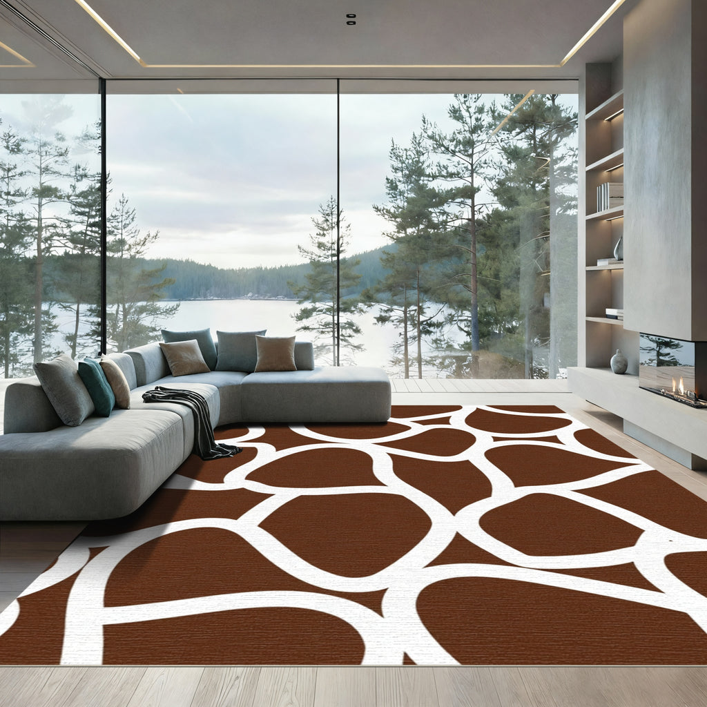 Brown White Giraffe Spots Rug